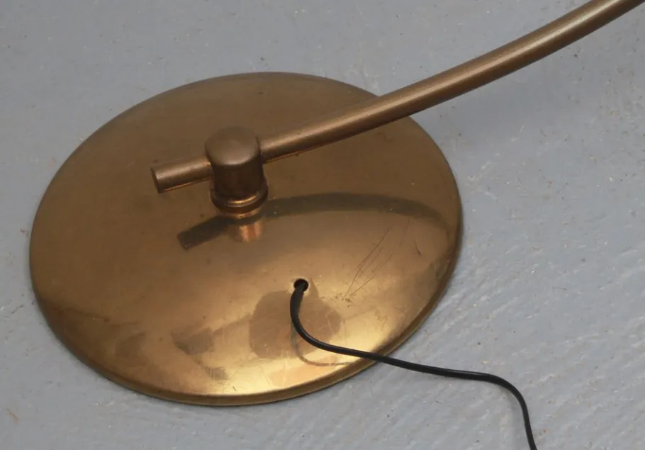 Best Pamono Vintage Arch Lamp in Brass with Plisé, 1950