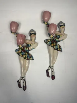Sale Pamono Vintage Arlecchino Wall Lights in Venetian Ceramic, 1950s, Set of 2