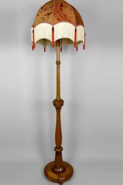 Online Pamono Vintage Art Deco Floor Lamp in Carved Oak, 1920