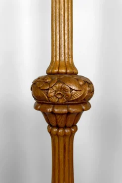 Online Pamono Vintage Art Deco Floor Lamp in Carved Oak, 1920