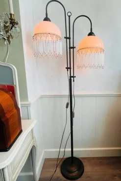 Discount Pamono Vintage Art Deco Floor Lamp with Glass Lampshades