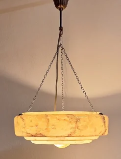 Best Pamono Vintage Art Deco Hanging Lamp in Marbled Glass, 1920s