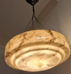 Best Pamono Vintage Art Deco Hanging Lamp in Marbled Glass, 1920s
