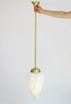 Sale Pamono Vintage Art Deco Marbled Glass Pendant Lamp, 1950s