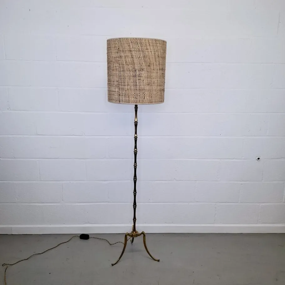 Online Pamono Vintage Bamboo Floor Lamp in Brass, 1960s