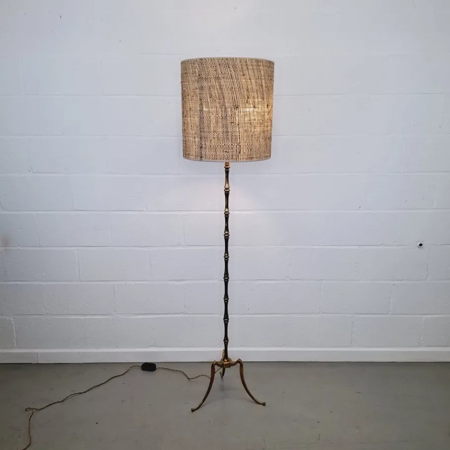 Online Pamono Vintage Bamboo Floor Lamp in Brass, 1960s