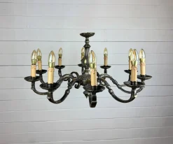 Best Pamono Vintage Baroque Style 10-Arm Brass Chandelier, 1950s