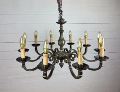 Best Pamono Vintage Baroque Style 10-Arm Brass Chandelier, 1950s