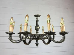 Best Pamono Vintage Baroque Style 10-Arm Brass Chandelier, 1950s