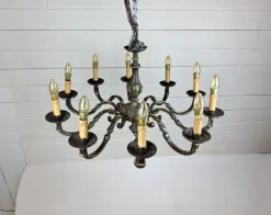 Best Pamono Vintage Baroque Style 10-Arm Brass Chandelier, 1950s