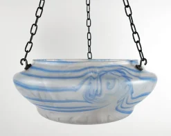 Sale Pamono Vintage Blue and White Streaky Glass Flycatcher / Plafonnier Ceiling Lamp Shade, 1930s