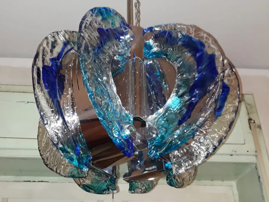 Best Pamono Vintage Blue Chandelier from Mazzega, 1970s
