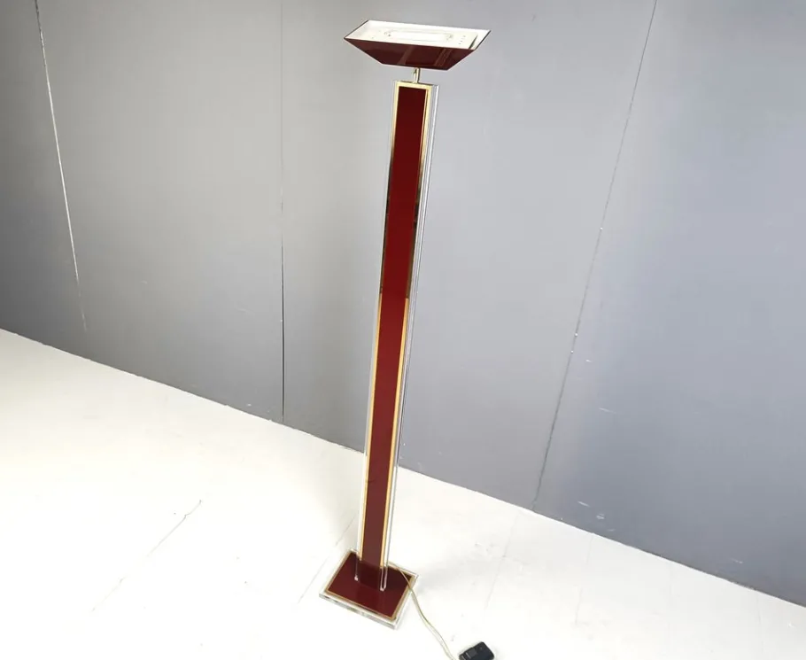 Best Pamono Vintage Brass and Acrylic Floor Lamp, 1970s
