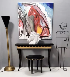 Sale Pamono Vintage Brass and Black Varnished Aluminum Floor Lamp, Italy, 1950s