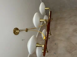 Best Pamono Vintage Brass and Opaline Chandelier