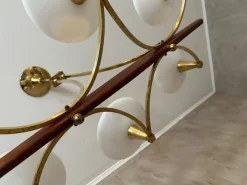 Best Pamono Vintage Brass and Opaline Chandelier