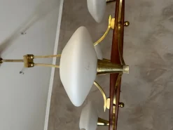 Best Pamono Vintage Brass and Opaline Chandelier