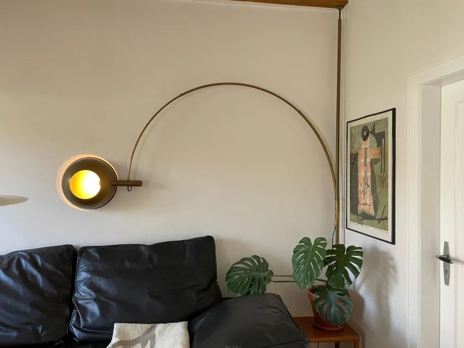 Online Pamono Vintage Brass Arc Lamp from Florian Schulz, 1970s