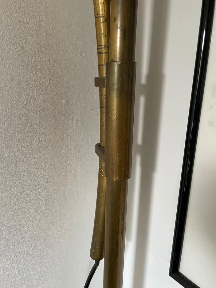 Online Pamono Vintage Brass Arc Lamp from Florian Schulz, 1970s