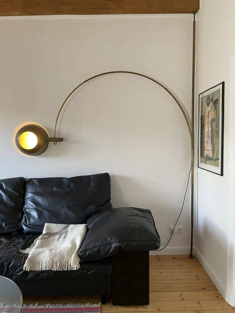 Online Pamono Vintage Brass Arc Lamp from Florian Schulz, 1970s