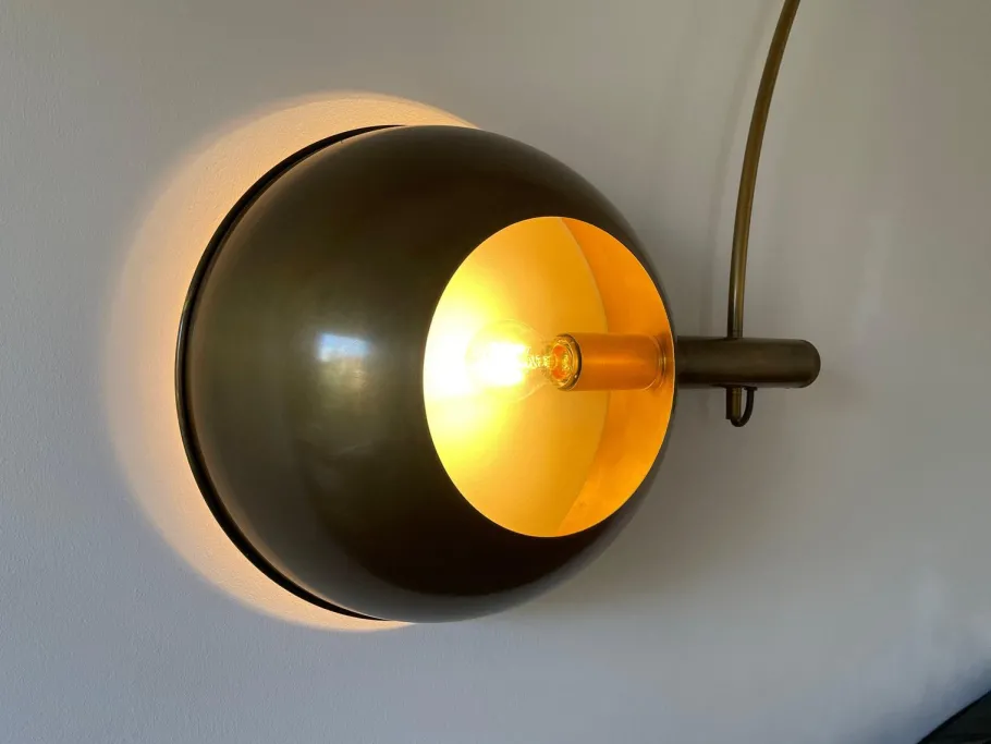 Online Pamono Vintage Brass Arc Lamp from Florian Schulz, 1970s