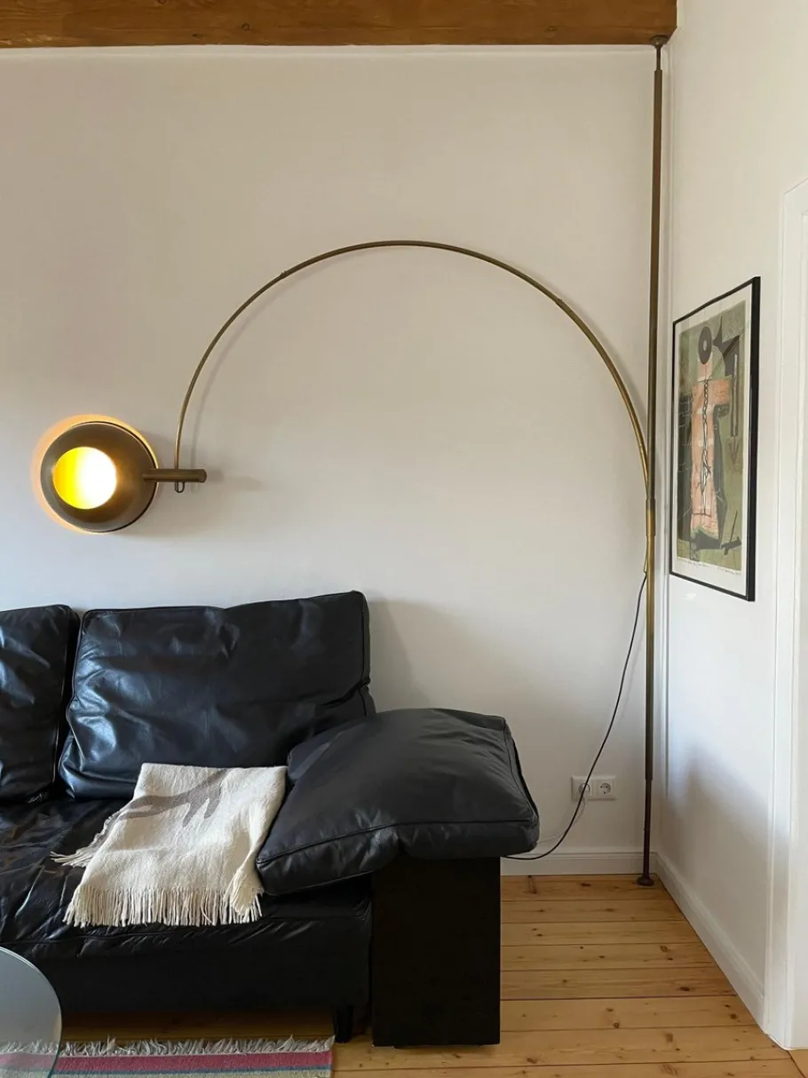 Online Pamono Vintage Brass Arc Lamp from Florian Schulz, 1970s