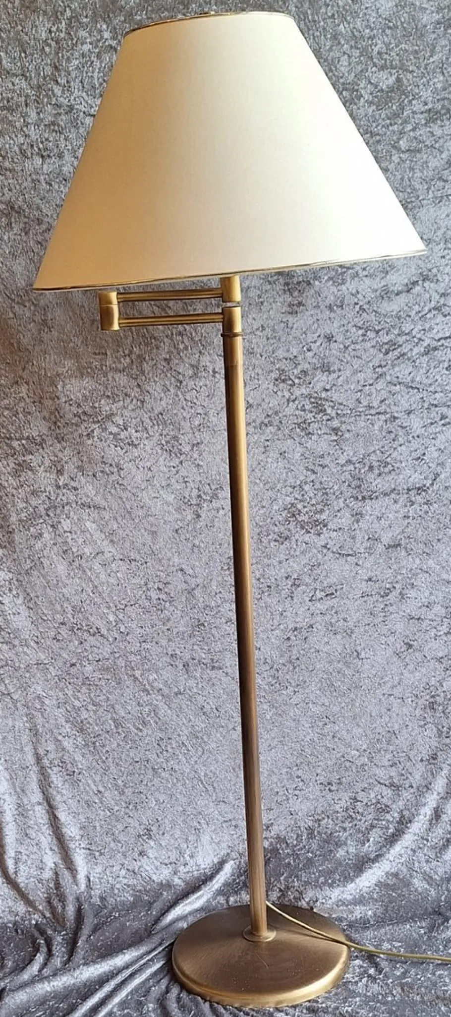 Online Pamono Vintage Brass Floor Lamp with Cream Fabric Shade and Swivel Arm, 1980s