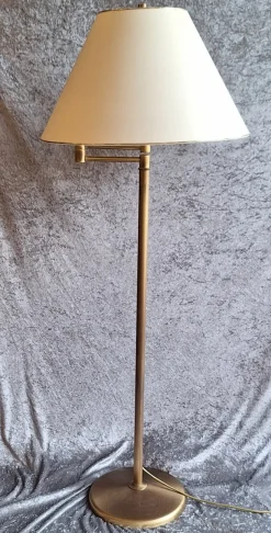 Online Pamono Vintage Brass Floor Lamp with Cream Fabric Shade and Swivel Arm, 1980s