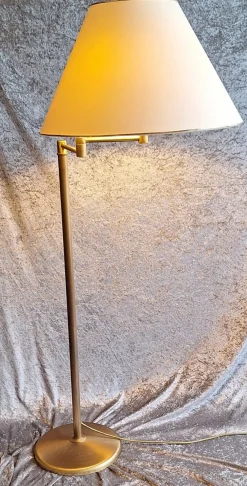 Online Pamono Vintage Brass Floor Lamp with Cream Fabric Shade and Swivel Arm, 1980s
