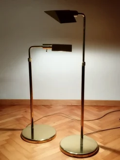 New Pamono Vintage Brass Floor Lamps by Obor Illuminazione, 1970s, Set of 2