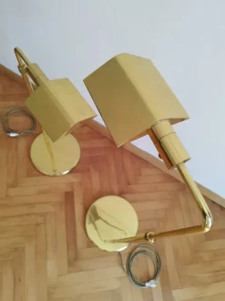 New Pamono Vintage Brass Floor Lamps by Obor Illuminazione, 1970s, Set of 2