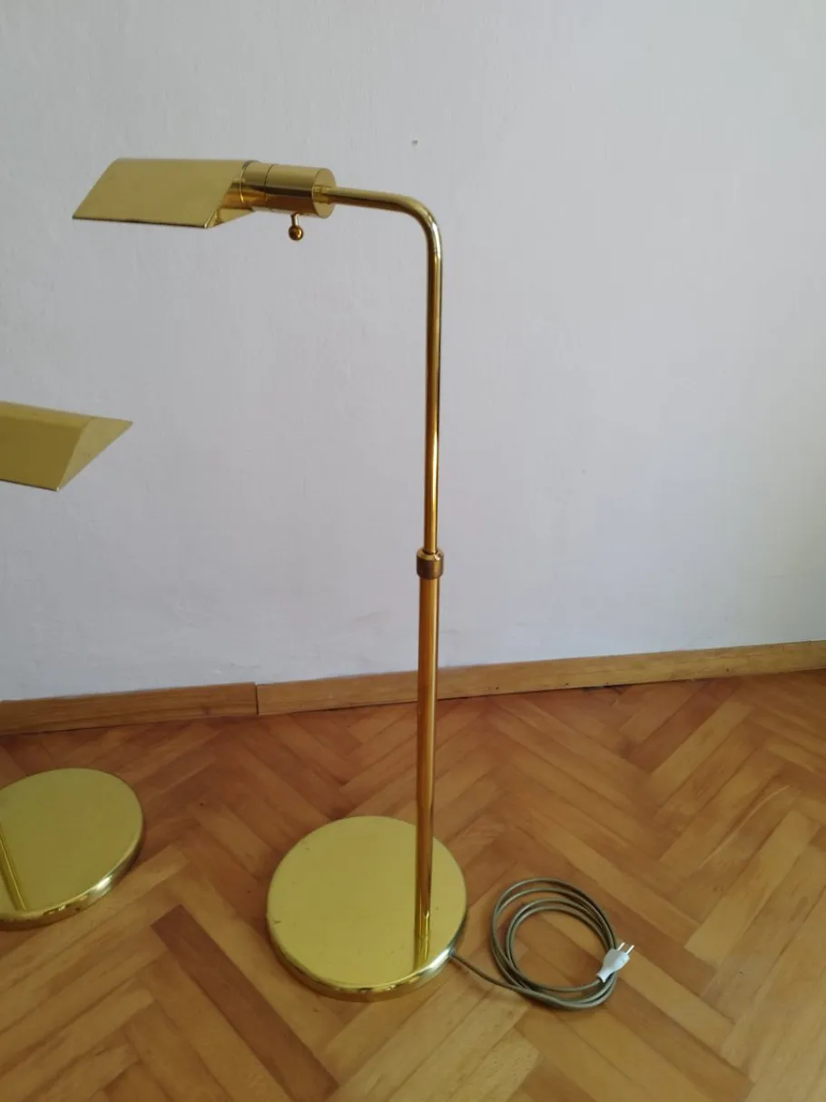 New Pamono Vintage Brass Floor Lamps by Obor Illuminazione, 1970s, Set of 2