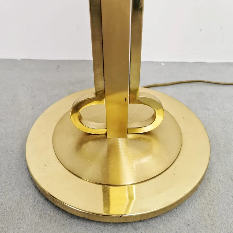 Discount Pamono Vintage Brass Lamp with Fabric Lampshade, 1970s