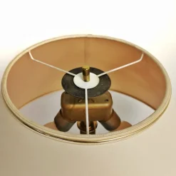 Discount Pamono Vintage Brass Lamp with Fabric Lampshade, 1970s