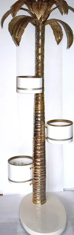 Online Pamono Vintage Brass Palm Floor Lamp with Flower Planters, 1960s