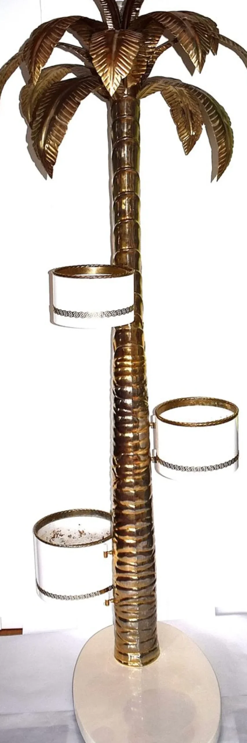 Online Pamono Vintage Brass Palm Floor Lamp with Flower Planters, 1960s