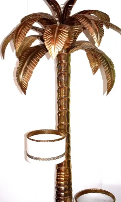 Online Pamono Vintage Brass Palm Floor Lamp with Flower Planters, 1960s