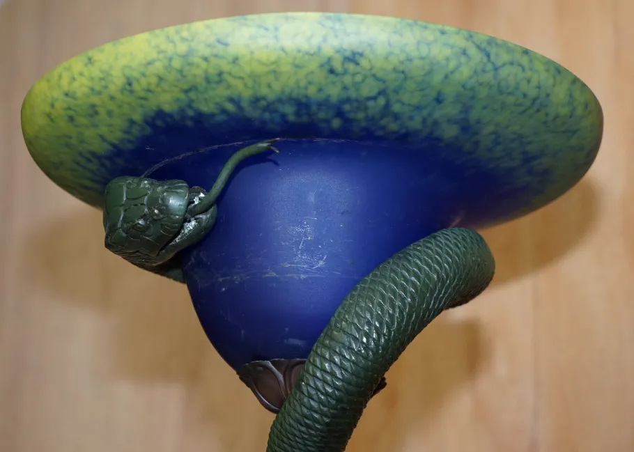 Online Pamono Vintage Bronzed Snake Floor Standing Lamp by Edgar Brandt