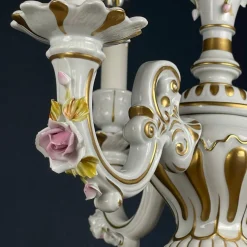 Best Pamono Vintage Capodimonte Porcelain 3-Arm Chandelier, Italy, 1940s