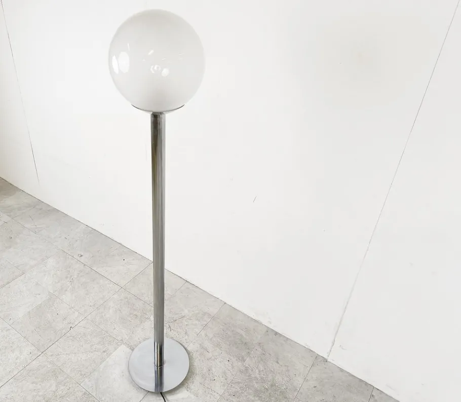Outlet Pamono Vintage Chrome and Glass Floor Lamp, 1970s