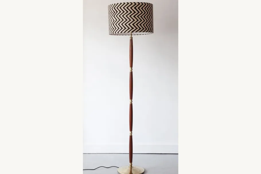 Hot Pamono Vintage Danish Teak and Brass Floor Lamp, 1960s