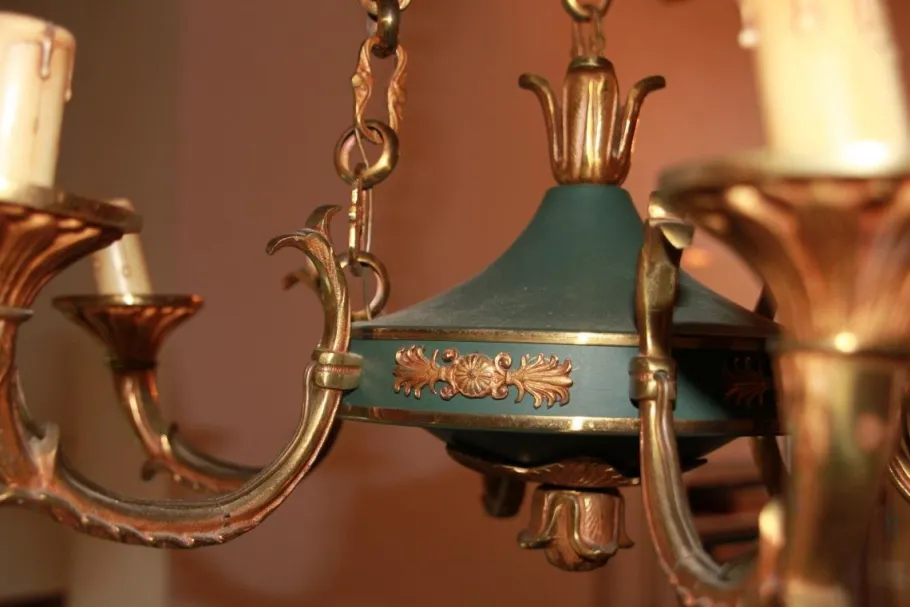 Best Pamono Vintage Empire Style Bronze Chandelier
