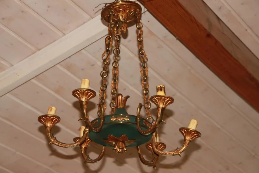 Best Pamono Vintage Empire Style Bronze Chandelier