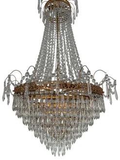 Sale Pamono Vintage Empire Style Crystal Chandelier with Gilt Frame