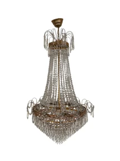 Sale Pamono Vintage Empire Style Crystal Chandelier with Gilt Frame