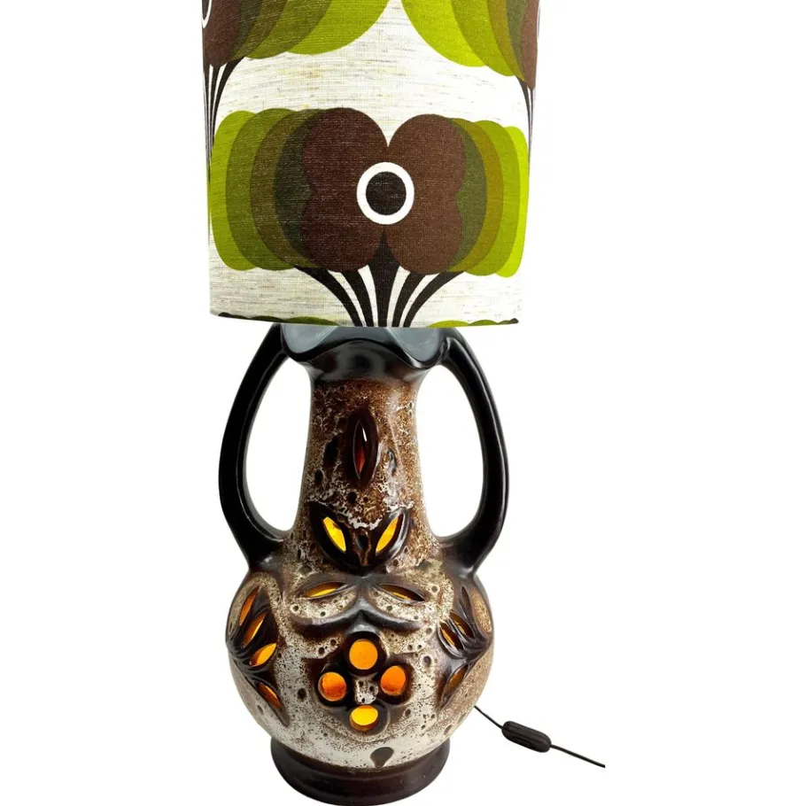 Best Pamono Vintage Fat Lava Floor Lamp in Orange and Brown Drip-Glazes attributed to Walter Gerhards, 1962