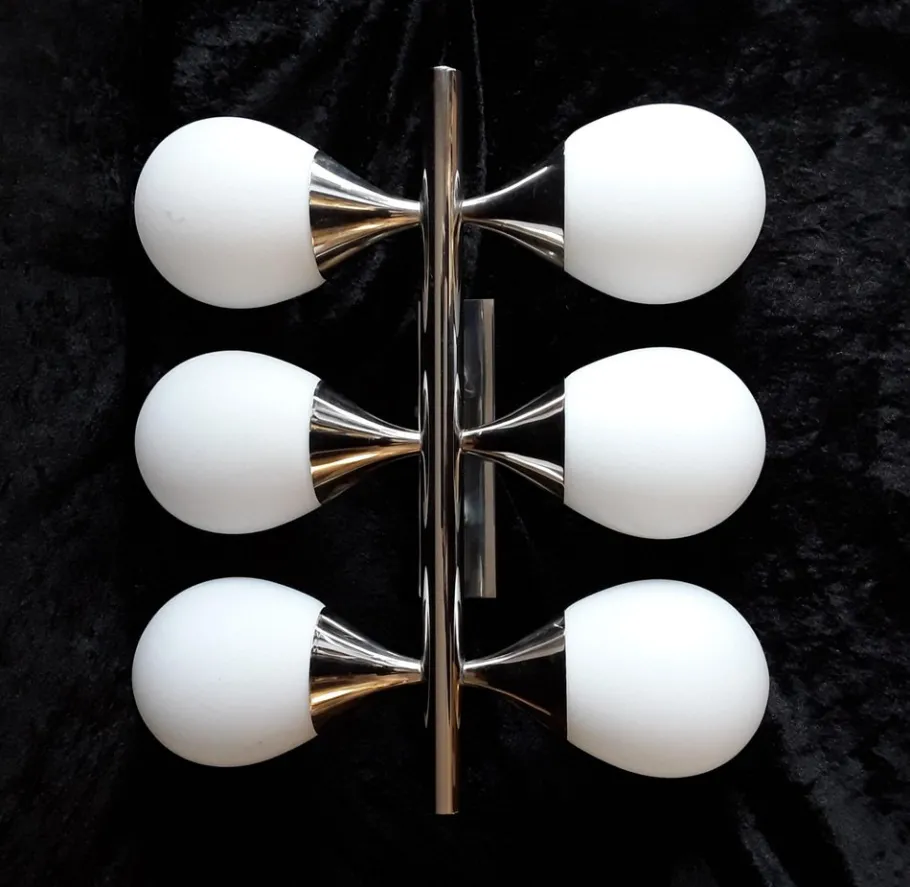 Sale Pamono Vintage 6-Flame Wall Lamp with a Chrome-Plated Metal Frame, 1970s