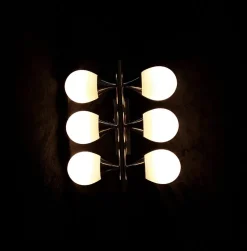 Sale Pamono Vintage 6-Flame Wall Lamp with a Chrome-Plated Metal Frame, 1970s