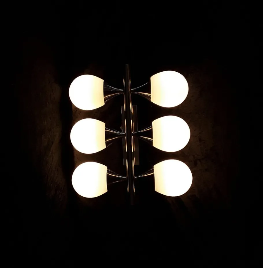 Sale Pamono Vintage 6-Flame Wall Lamp with a Chrome-Plated Metal Frame, 1970s