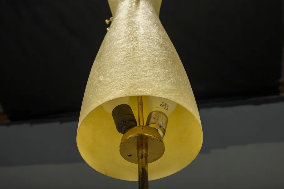 New Pamono Vintage Floor Filigree Lamp with Fiberglass Shade, Germany, 1950s